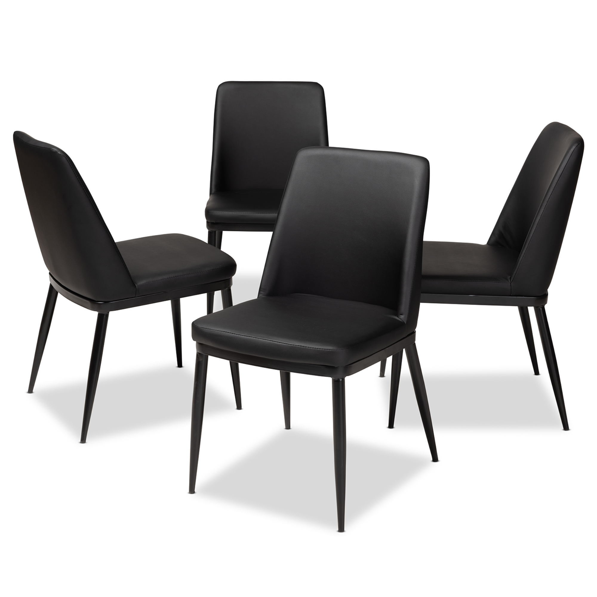 Baxton Studio Darcell Modern and Contemporary Black Faux Leather Upholstered Dining Chair (Set of 4)